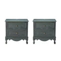 Set of 2 Galatea Traditional 24 Tall 2 - Drawer end table with Two Drawers and Charging Station | KARAT HOME