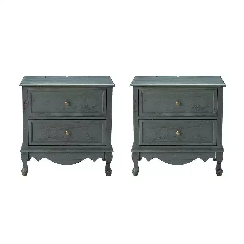Set of 2 Galatea Traditional 24 Tall 2 - Drawer end table with Two Drawers and Charging Station | KARAT HOME
