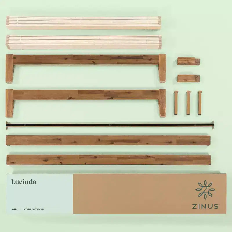 Lucinda 10 Wood Platform Bed Frame Brown - Zinus