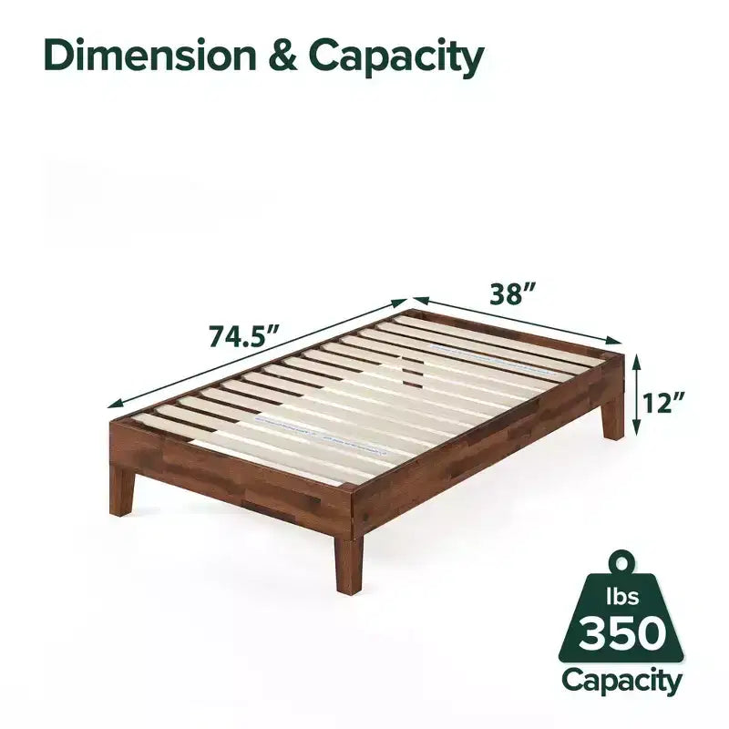 Marissa 12 Deluxe Wood Platform Bed Frame Brown - Zinus