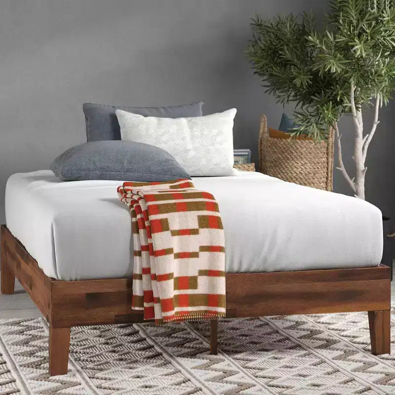 Marissa 12 Deluxe Wood Platform Bed Frame Brown - Zinus