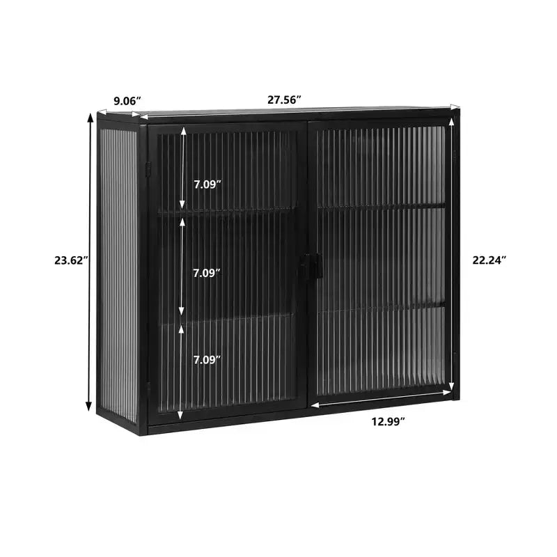 27.56 Modern 2 Glass Door Wall Cabinet with Triple Tier Storage - ModernLuxe