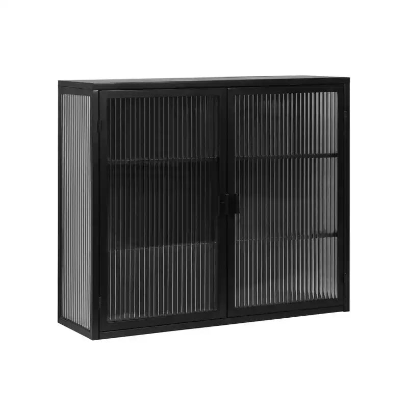 27.56 Modern 2 Glass Door Wall Cabinet with Triple Tier Storage - ModernLuxe