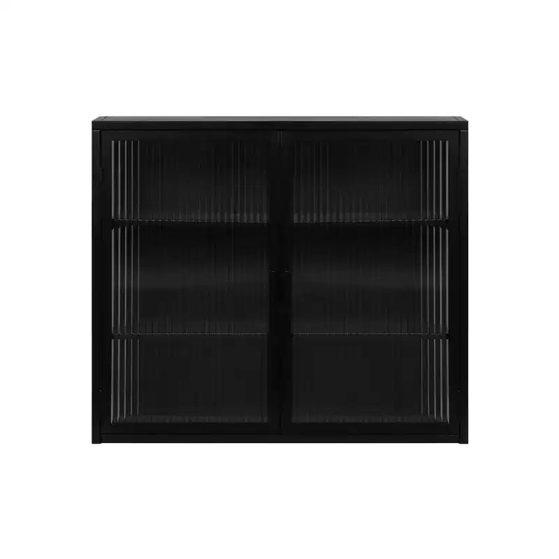 27.56 Modern 2 Glass Door Wall Cabinet with Triple Tier Storage - ModernLuxe