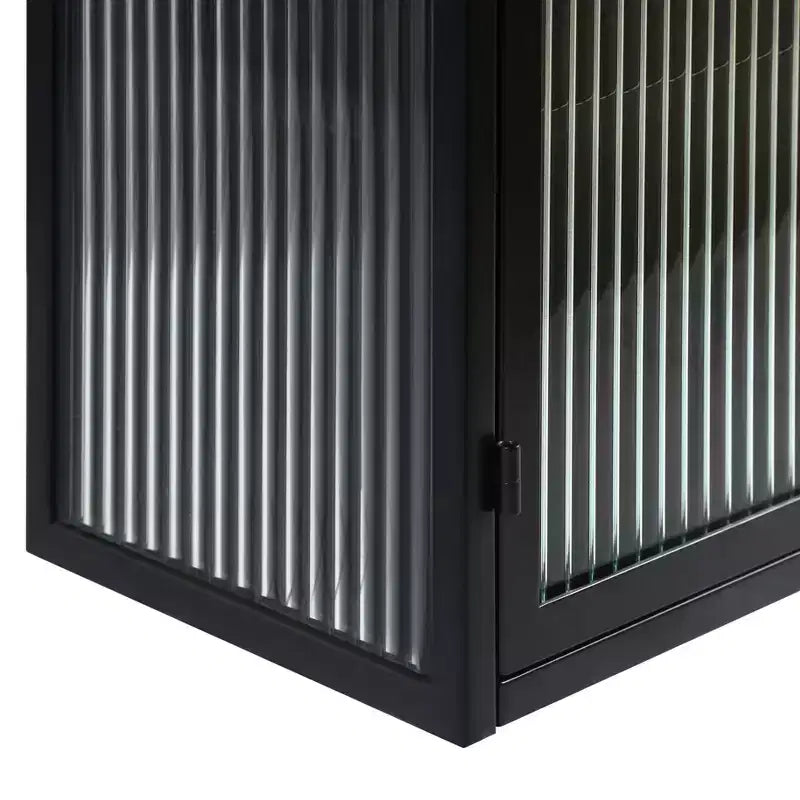 27.56 Modern 2 Glass Door Wall Cabinet with Triple Tier Storage - ModernLuxe