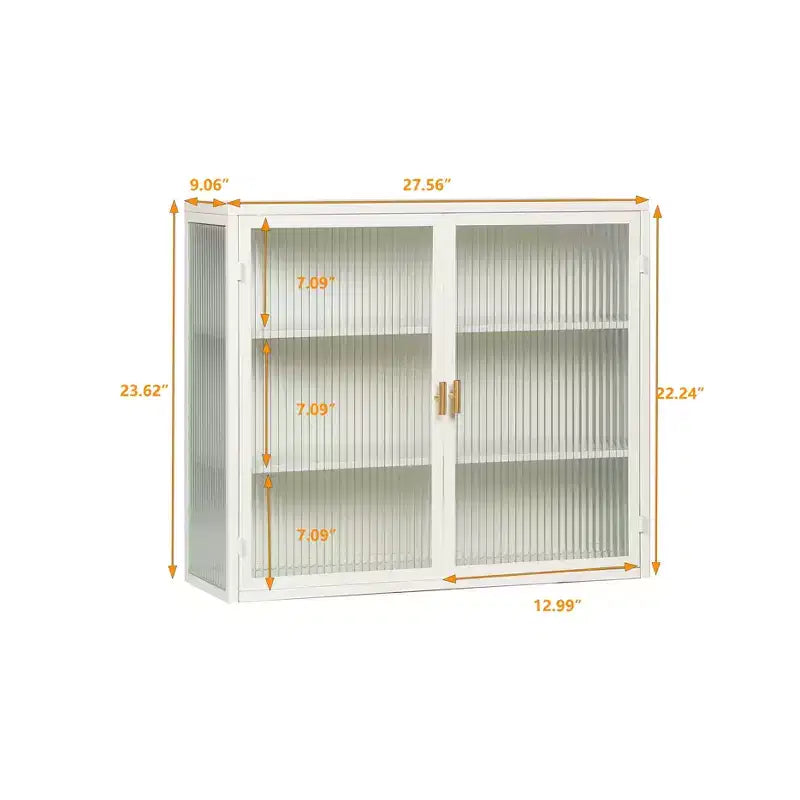 27.56 Modern 2 Glass Door Wall Cabinet with Triple Tier Storage - ModernLuxe