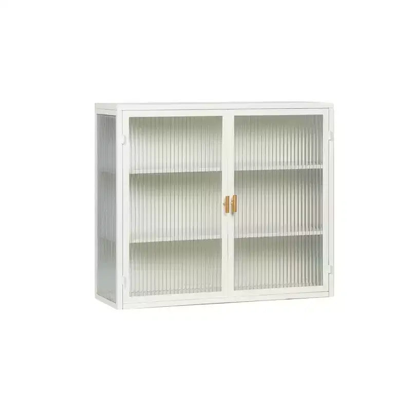 27.56 Modern 2 Glass Door Wall Cabinet with Triple Tier Storage - ModernLuxe
