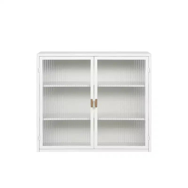 27.56 Modern 2 Glass Door Wall Cabinet with Triple Tier Storage - ModernLuxe