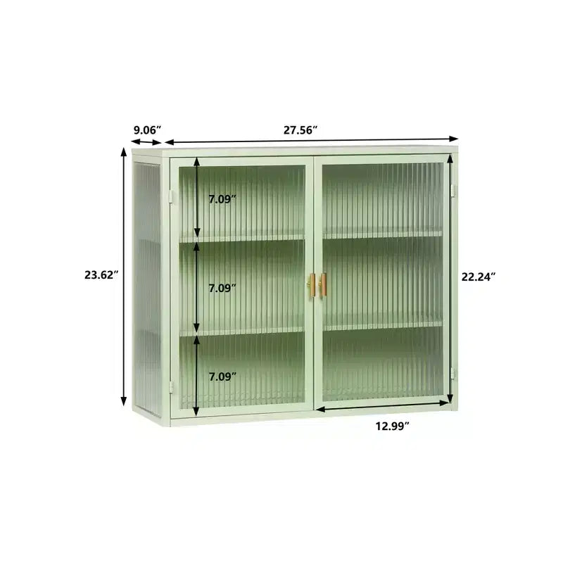 27.56 Modern 2 Glass Door Wall Cabinet with Triple Tier Storage - ModernLuxe