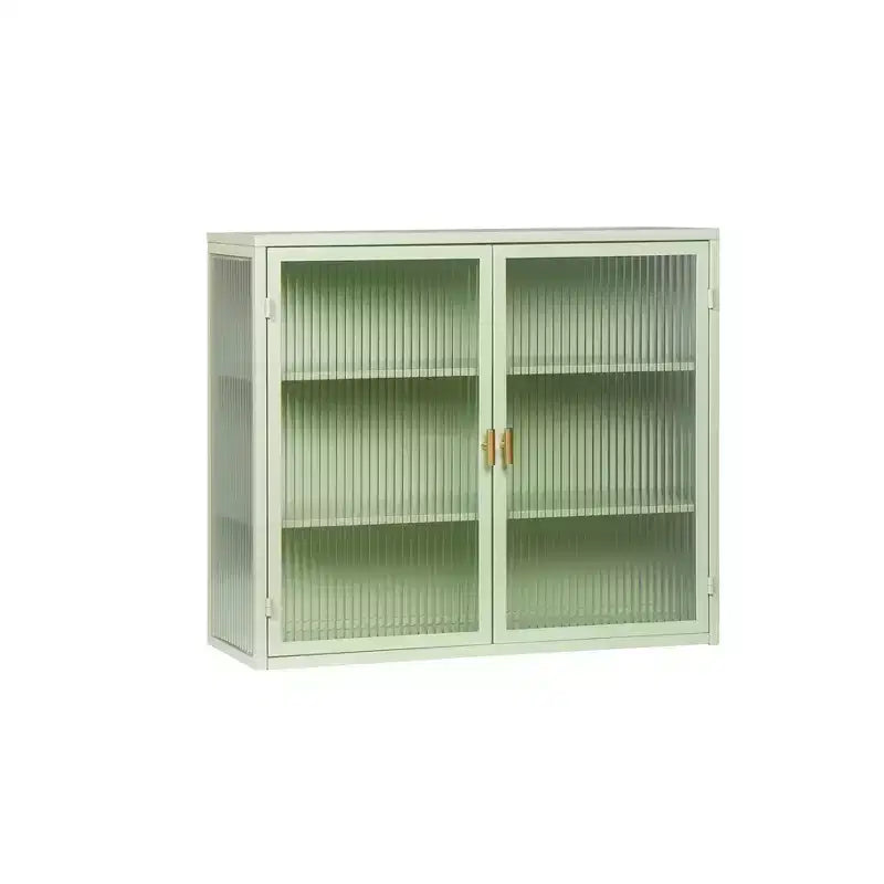 27.56 Modern 2 Glass Door Wall Cabinet with Triple Tier Storage - ModernLuxe