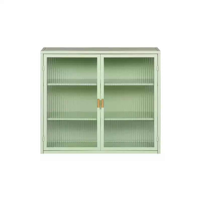 27.56 Modern 2 Glass Door Wall Cabinet with Triple Tier Storage - ModernLuxe