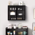 27.56 Modern 2 Glass Door Wall Cabinet with Triple Tier Storage - ModernLuxe