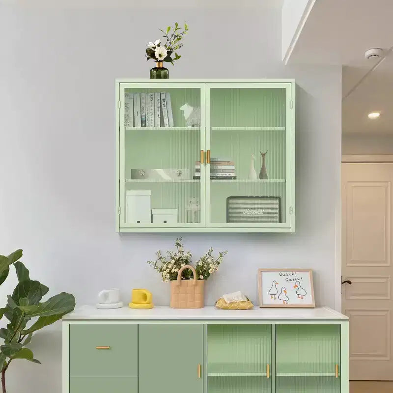 27.56 Modern 2 Glass Door Wall Cabinet with Triple Tier Storage - ModernLuxe