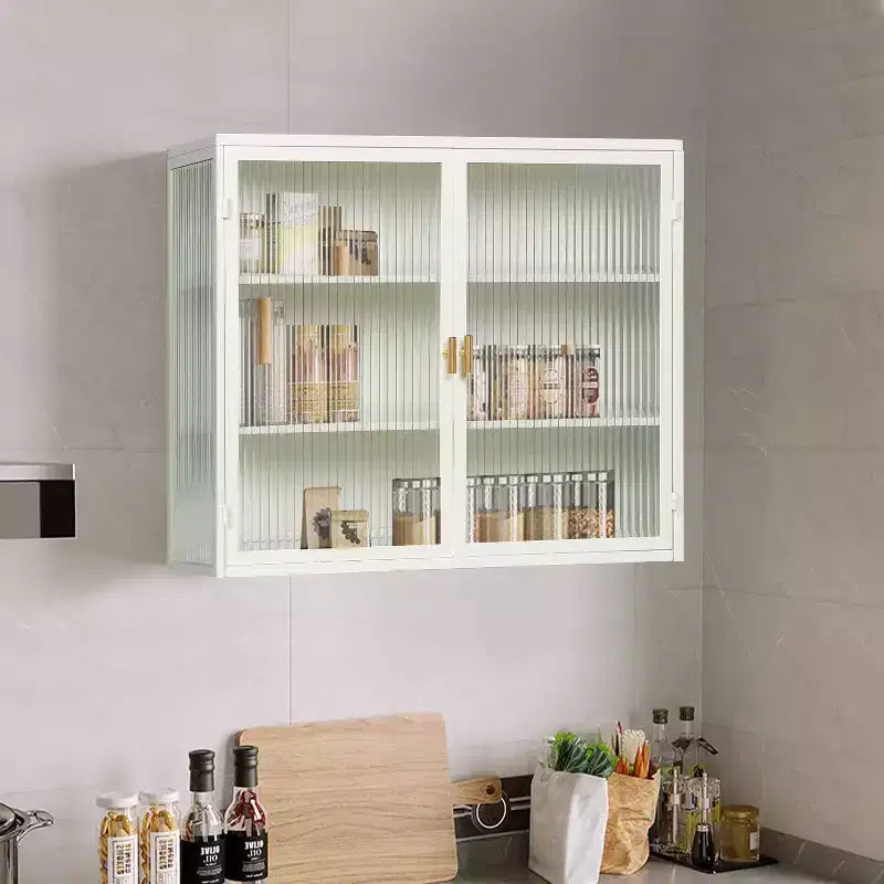 27.56 Modern 2 Glass Door Wall Cabinet with Triple Tier Storage - ModernLuxe