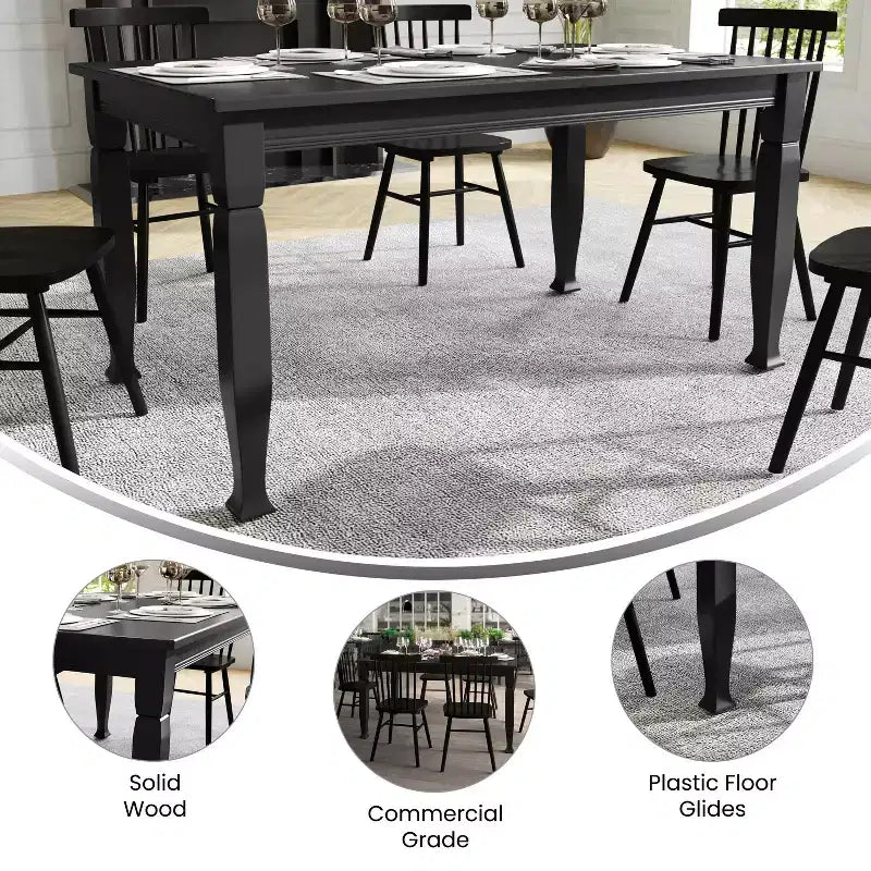Emma and Oliver Wooden Dining Table with Turned Wooden Legs