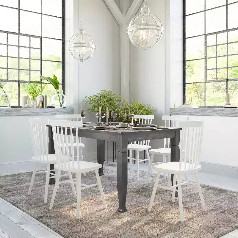 Emma and Oliver Wooden Dining Table with Turned Wooden Legs