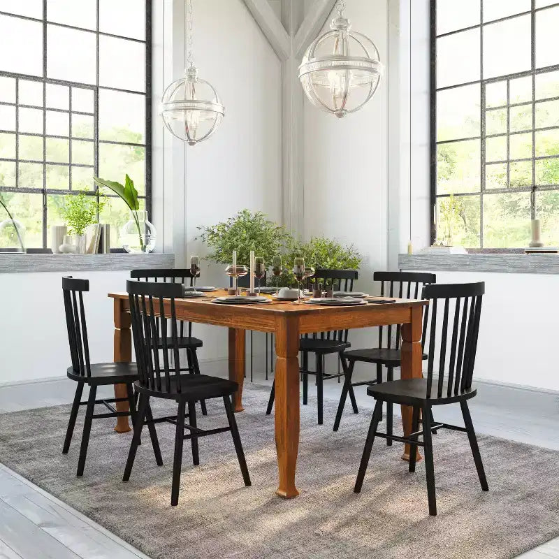 Emma and Oliver Wooden Dining Table with Turned Wooden Legs