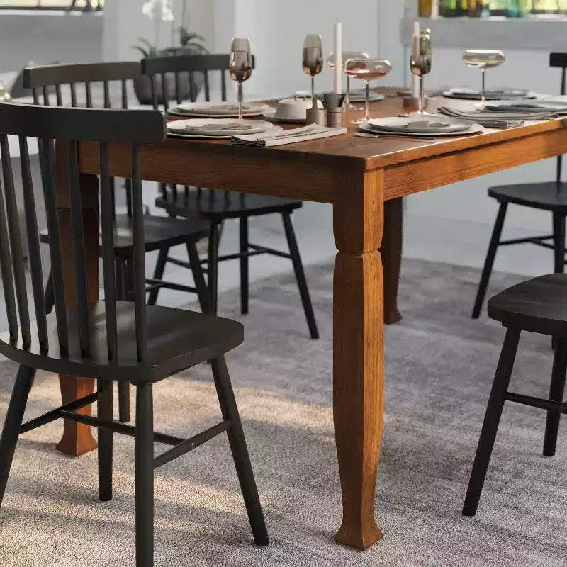 Emma and Oliver Wooden Dining Table with Turned Wooden Legs