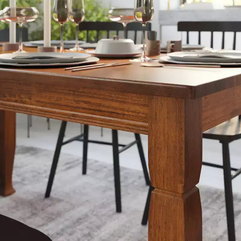 Emma and Oliver Wooden Dining Table with Turned Wooden Legs