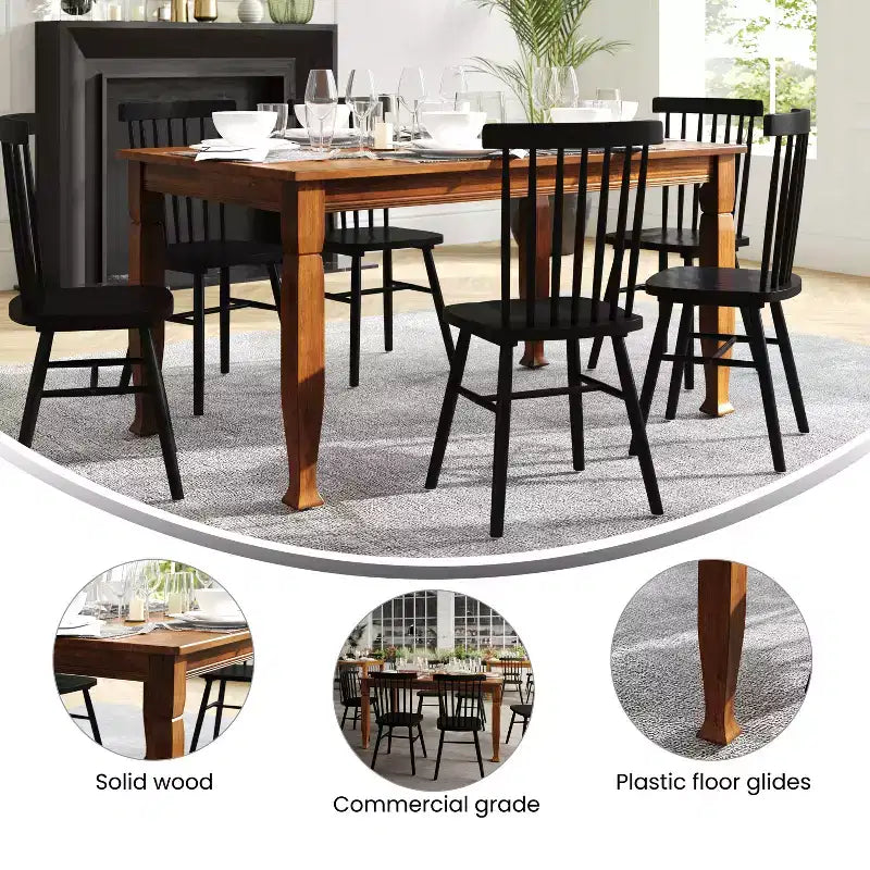 Emma and Oliver Wooden Dining Table with Turned Wooden Legs