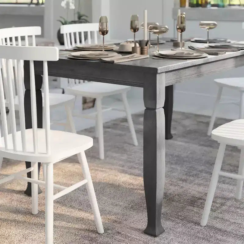 Emma and Oliver Wooden Dining Table with Turned Wooden Legs