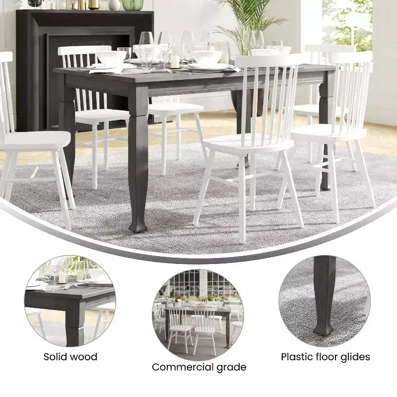 Emma and Oliver Wooden Dining Table with Turned Wooden Legs