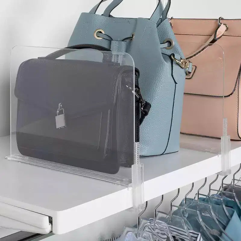 J&V TEXTILES Acrylic Closet Shelf Divider and Separator- Great for Storage and Organization in Bedroom, Bathroom, Kitchen and Office Shelves, Clear