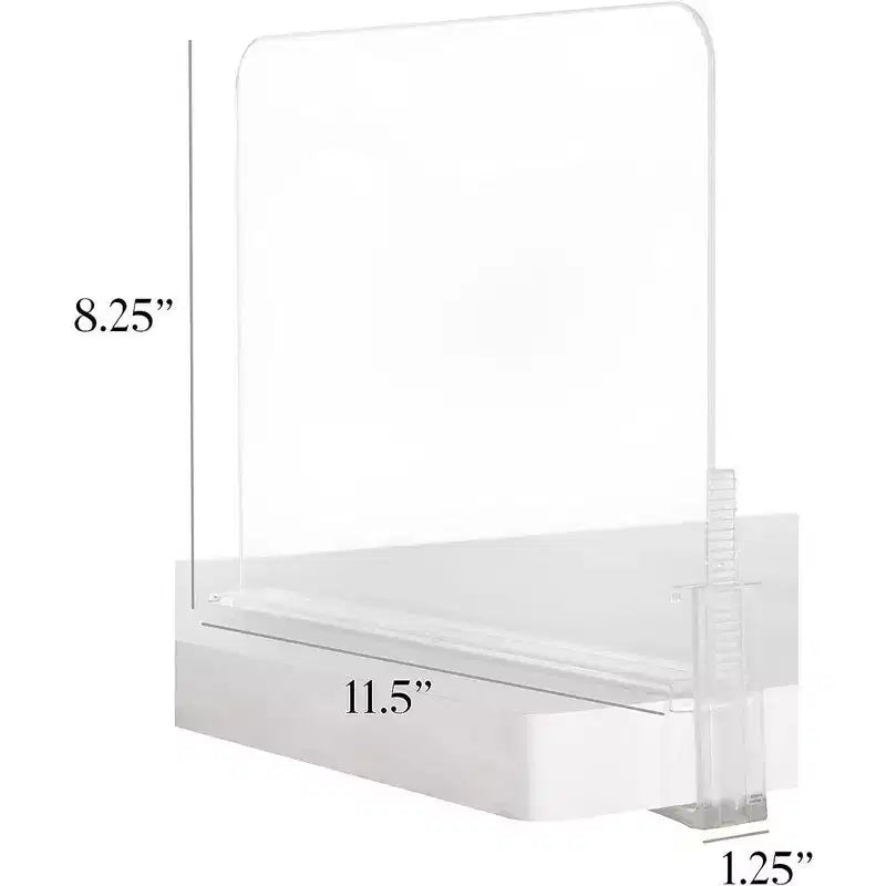 J&V TEXTILES Acrylic Closet Shelf Divider and Separator- Great for Storage and Organization in Bedroom, Bathroom, Kitchen and Office Shelves, Clear