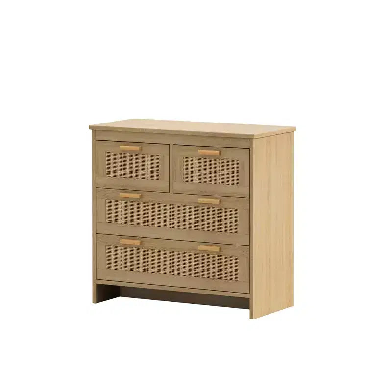 31.5 4-Drawer Rattan Dresser for Living Room and Bedroom, Natural - ModernLuxe
