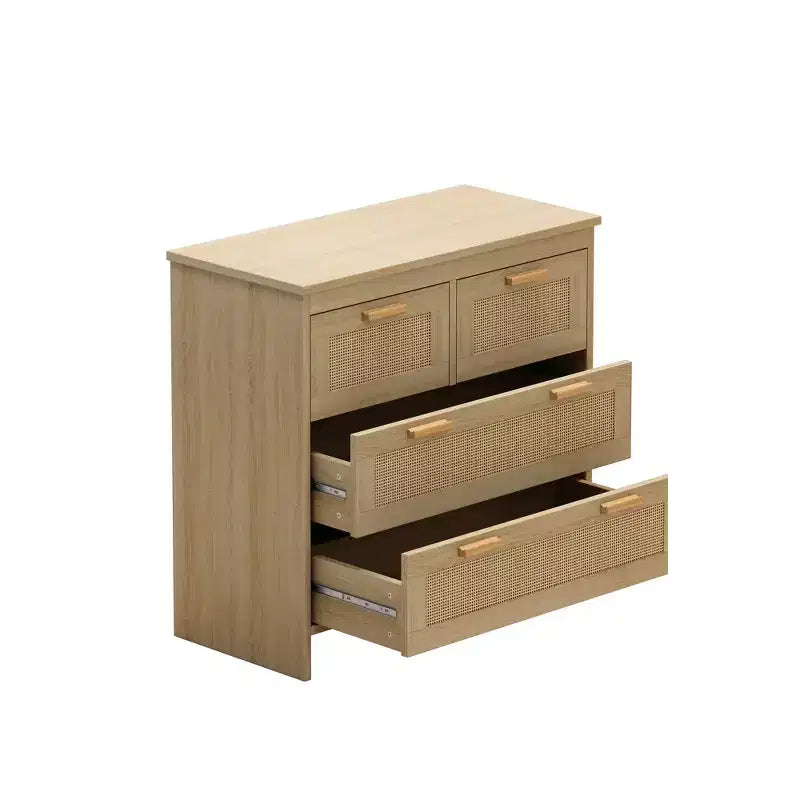 31.5 4-Drawer Rattan Dresser for Living Room and Bedroom, Natural - ModernLuxe