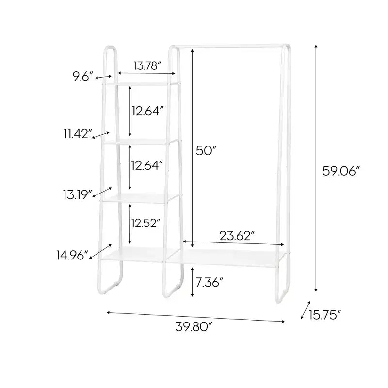 IRIS Clothing Rack Clothes Rack Metal Garment Rack with 5 Metal shelf