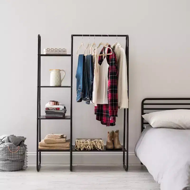 IRIS Clothing Rack Clothes Rack Metal Garment Rack with 5 Metal shelf