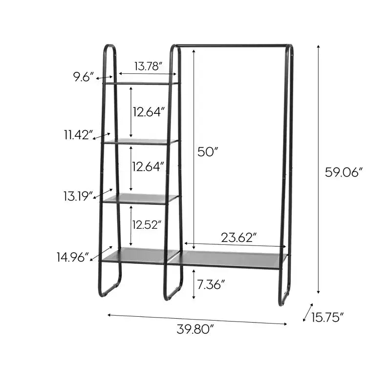 IRIS Clothing Rack Clothes Rack Metal Garment Rack with 5 Metal shelf