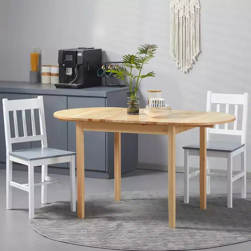 HOMCOM 55 Solid Wood Kitchen Table, Drop Leaf Tables for Small Spaces, Folding Dining Table