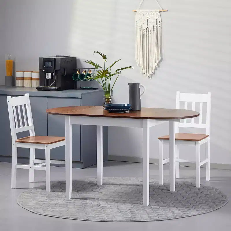HOMCOM 55 Solid Wood Kitchen Table, Drop Leaf Tables for Small Spaces, Folding Dining Table