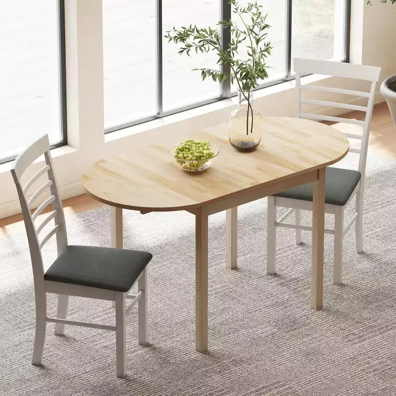 HOMCOM 55 Solid Wood Kitchen Table, Drop Leaf Tables for Small Spaces, Folding Dining Table