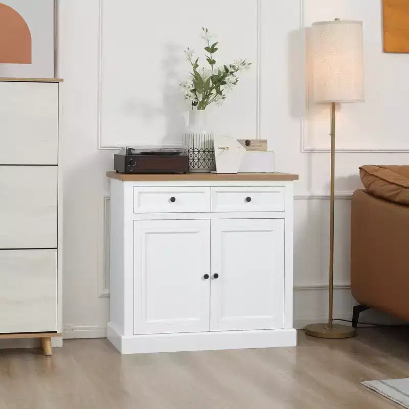 HOMCOM Sideboard Buffet Cabinet with Storage Drawers, 2 Door Kitchen Storage Cabinet with Adjustable Shelves, Coffee Bar for Living Room