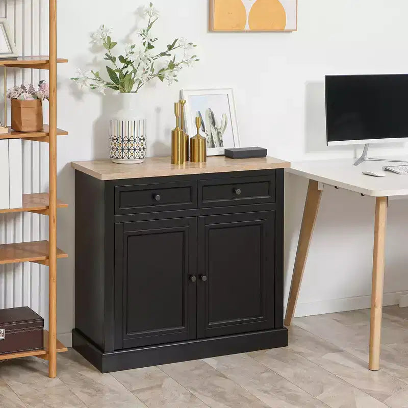 HOMCOM Sideboard Buffet Cabinet with Storage Drawers, 2 Door Kitchen Storage Cabinet with Adjustable Shelves, Coffee Bar for Living Room