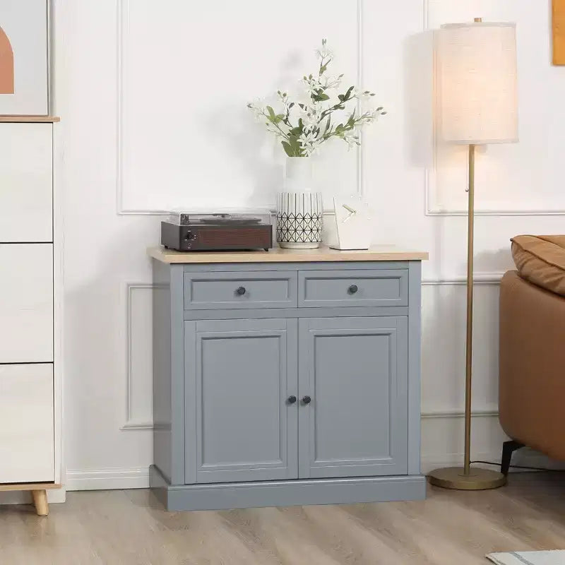 HOMCOM Sideboard Buffet Cabinet with Storage Drawers, 2 Door Kitchen Storage Cabinet with Adjustable Shelves, Coffee Bar for Living Room