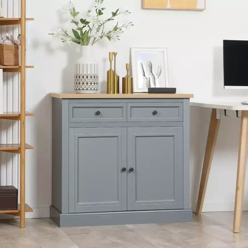 HOMCOM Sideboard Buffet Cabinet with Storage Drawers, 2 Door Kitchen Storage Cabinet with Adjustable Shelves, Coffee Bar for Living Room