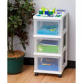 IRIS USA 3 Drawer Rolling Storage Cart with Organizer Top, White