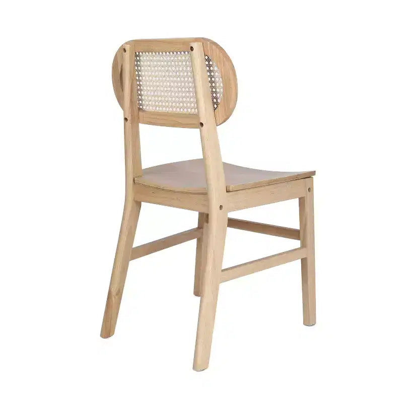 Emma and Oliver Set of 2 Cane Rattan Dining or Accent Chairs with Solid Wood Frames and Seats and Woven Backrest