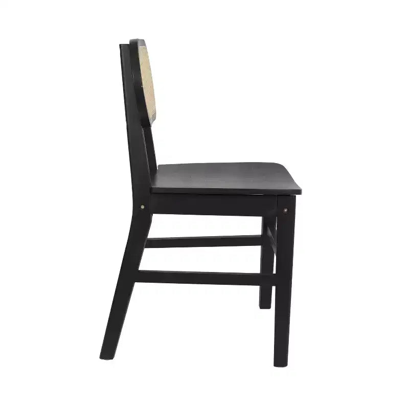 Emma and Oliver Set of 2 Cane Rattan Dining or Accent Chairs with Solid Wood Frames and Seats and Woven Backrest