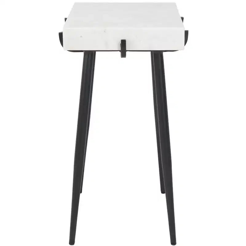 Yuki Stone Top Accent Table - ACC3708A - White/Black - Safavieh