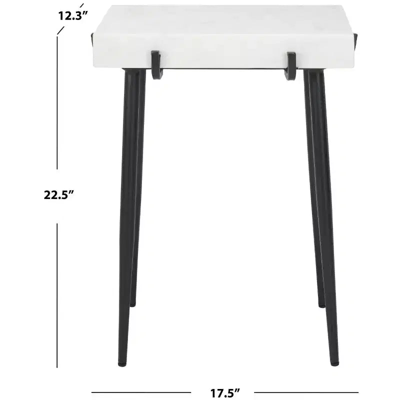 Yuki Stone Top Accent Table - ACC3708A - White/Black - Safavieh