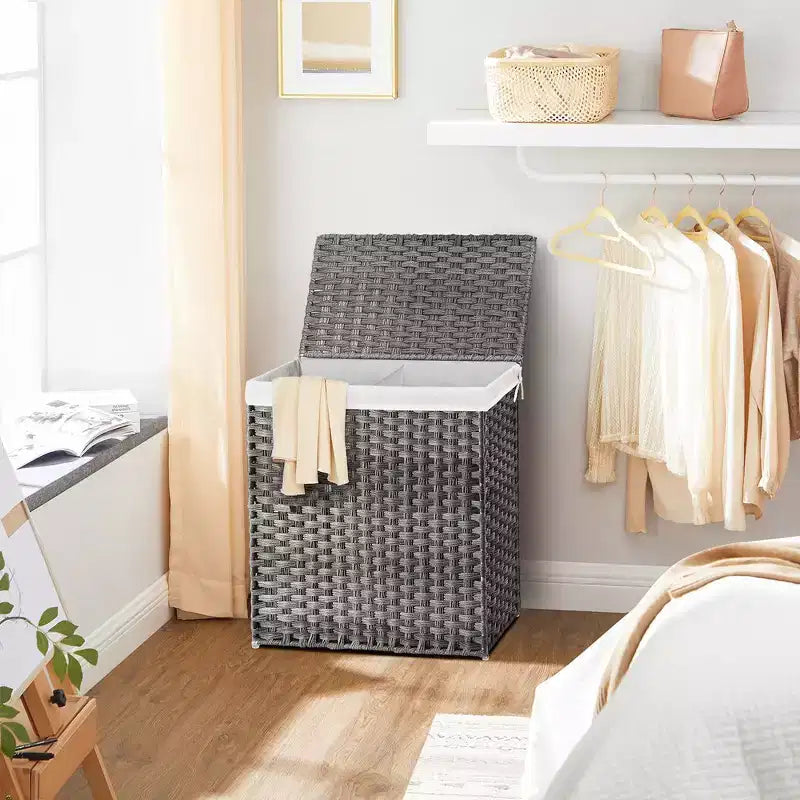 SONGMICS Laundry Hamper with Lid Clothes Hamper with 2 Removable Liner Bags & 6 Mesh Bags