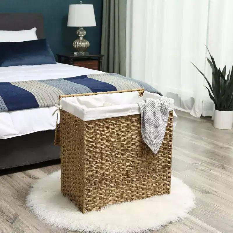 SONGMICS Laundry Hamper with Lid Clothes Hamper with 2 Removable Liner Bags & 6 Mesh Bags
