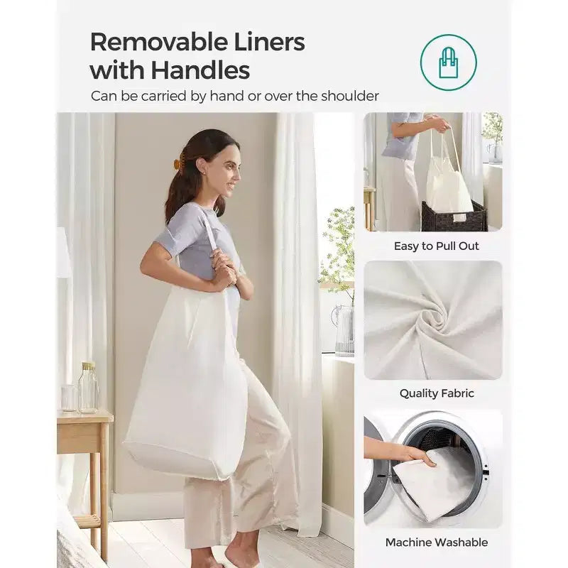 SONGMICS Laundry Hamper with Lid Clothes Hamper with 2 Removable Liner Bags & 6 Mesh Bags