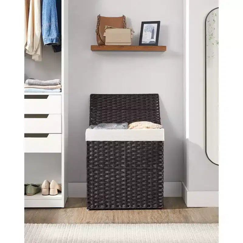 SONGMICS Laundry Hamper with Lid Clothes Hamper with 2 Removable Liner Bags & 6 Mesh Bags