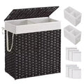 SONGMICS Laundry Hamper with Lid Clothes Hamper with 2 Removable Liner Bags & 6 Mesh Bags